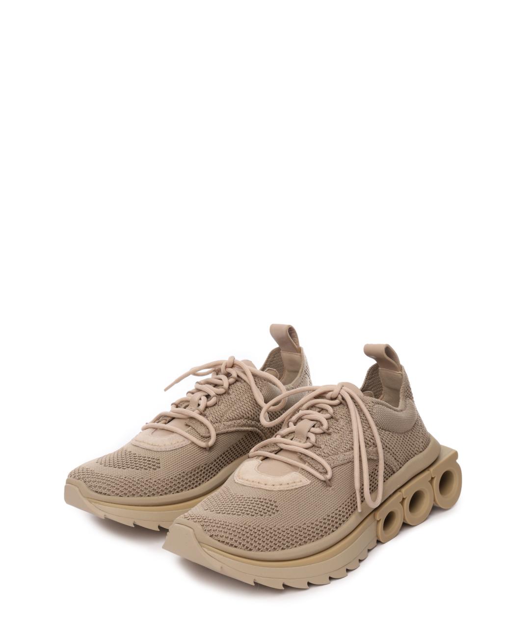 FERRAGAMO Бежевые текстильные кроссовки, фото 2
