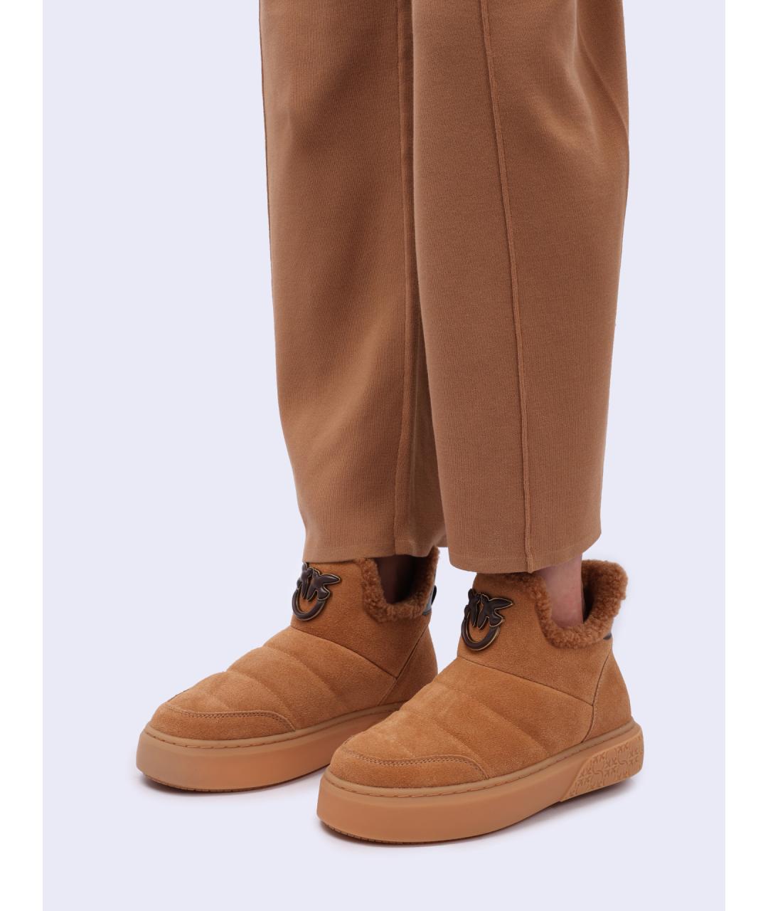 PINKO Коричневые нубуковые ботинки, фото 7