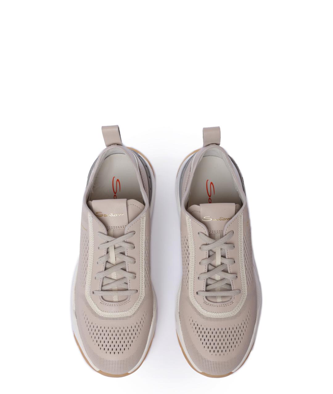 SANTONI Бежевые кроссовки, фото 4