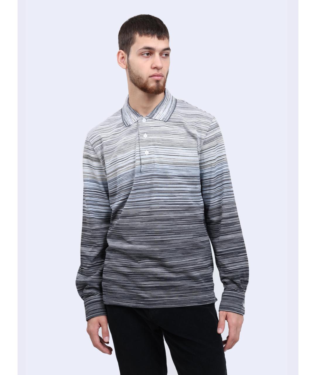 MISSONI Серое хлопковое поло с длинным рукавом, фото 6