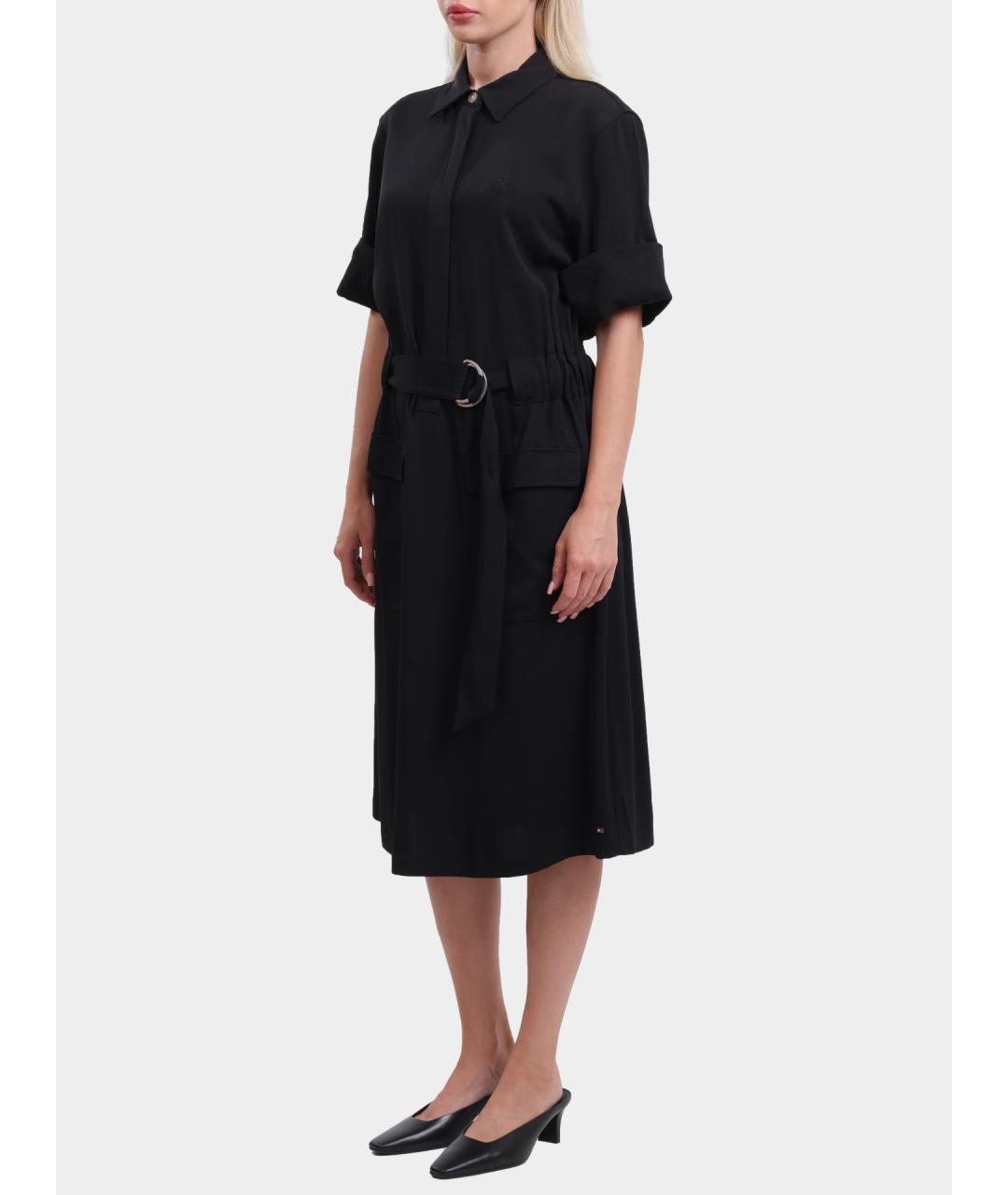 TOMMY HILFIGER Черное вискозное повседневное платье, фото 3