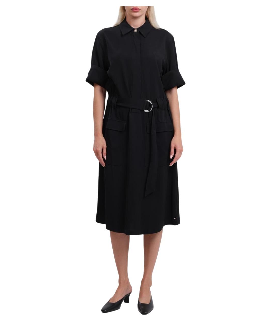 TOMMY HILFIGER Черное вискозное повседневное платье, фото 1