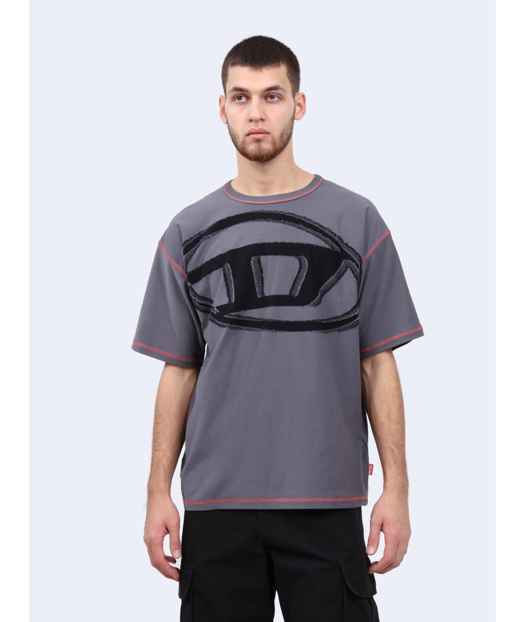 DIESEL Серая хлопковая футболка, фото 6