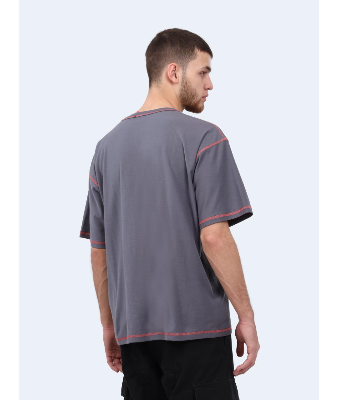 DIESEL Серая хлопковая футболка, фото 5