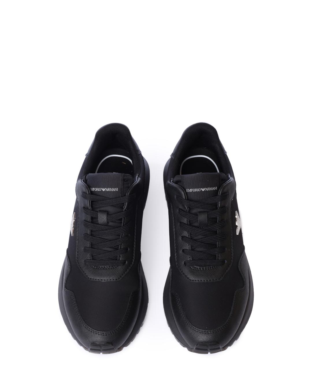 EMPORIO ARMANI Черные текстильные низкие кроссовки / кеды, фото 3