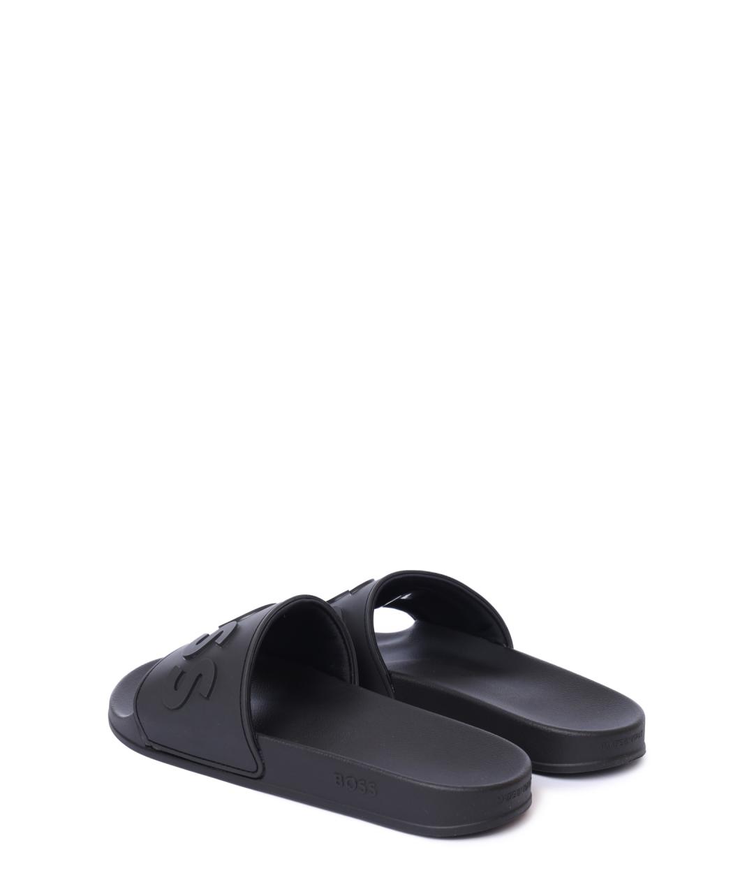 HUGO BOSS Черные резиновые шлепанцы, фото 3