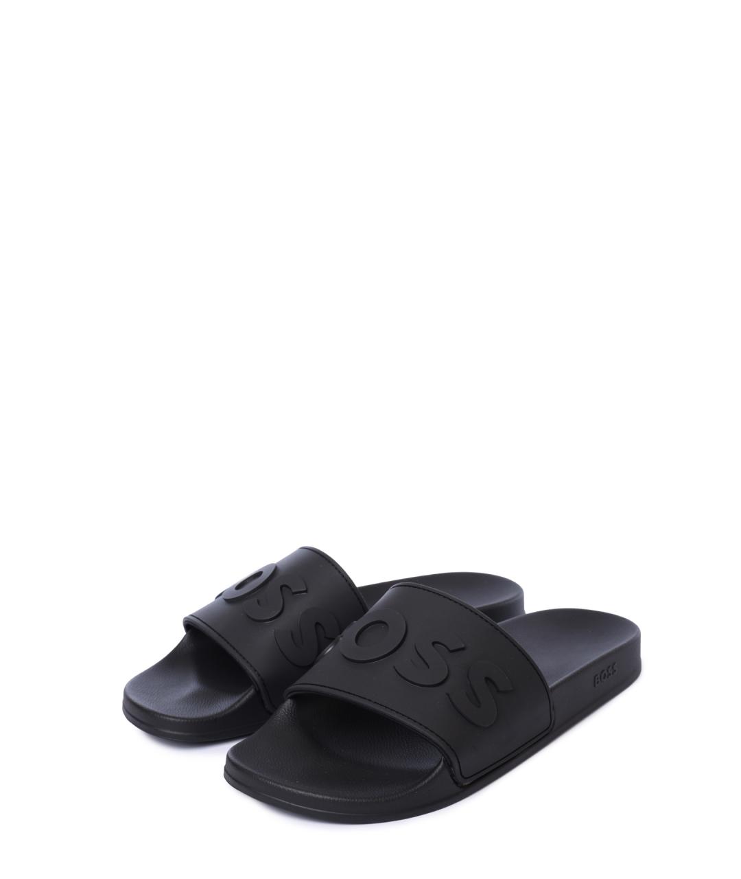 HUGO BOSS Черные резиновые шлепанцы, фото 2