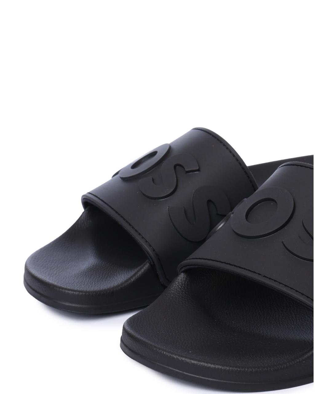 HUGO BOSS Черные резиновые шлепанцы, фото 5