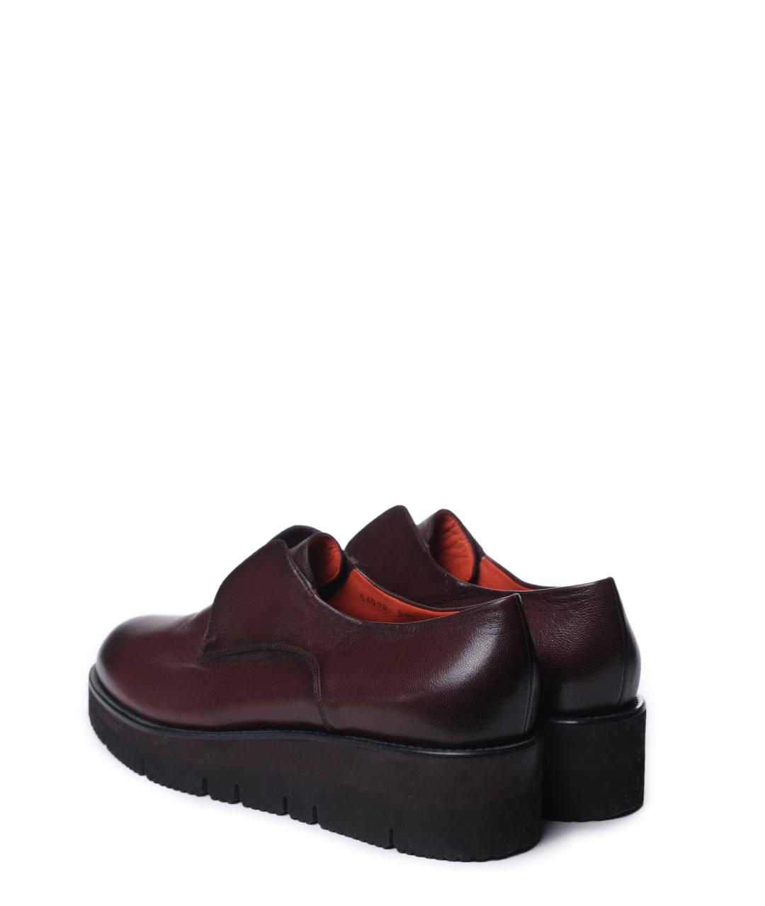 SANTONI Бордовые кожаные туфли, фото 3