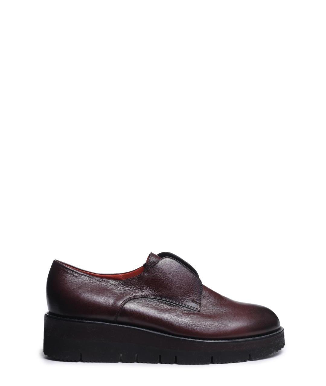 SANTONI Бордовые кожаные туфли, фото 1
