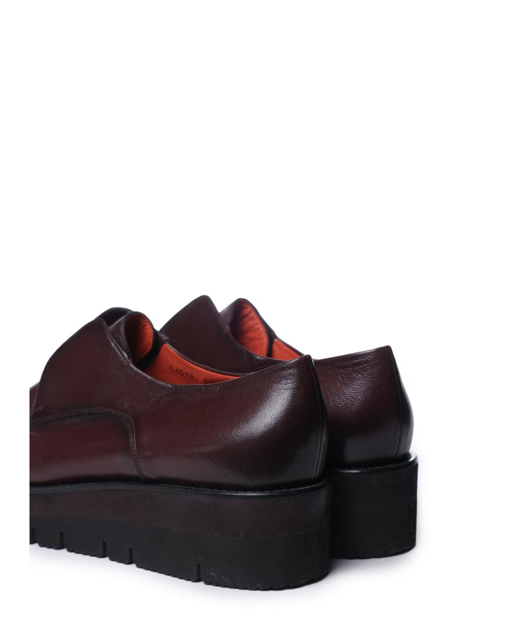SANTONI Бордовые кожаные туфли, фото 7