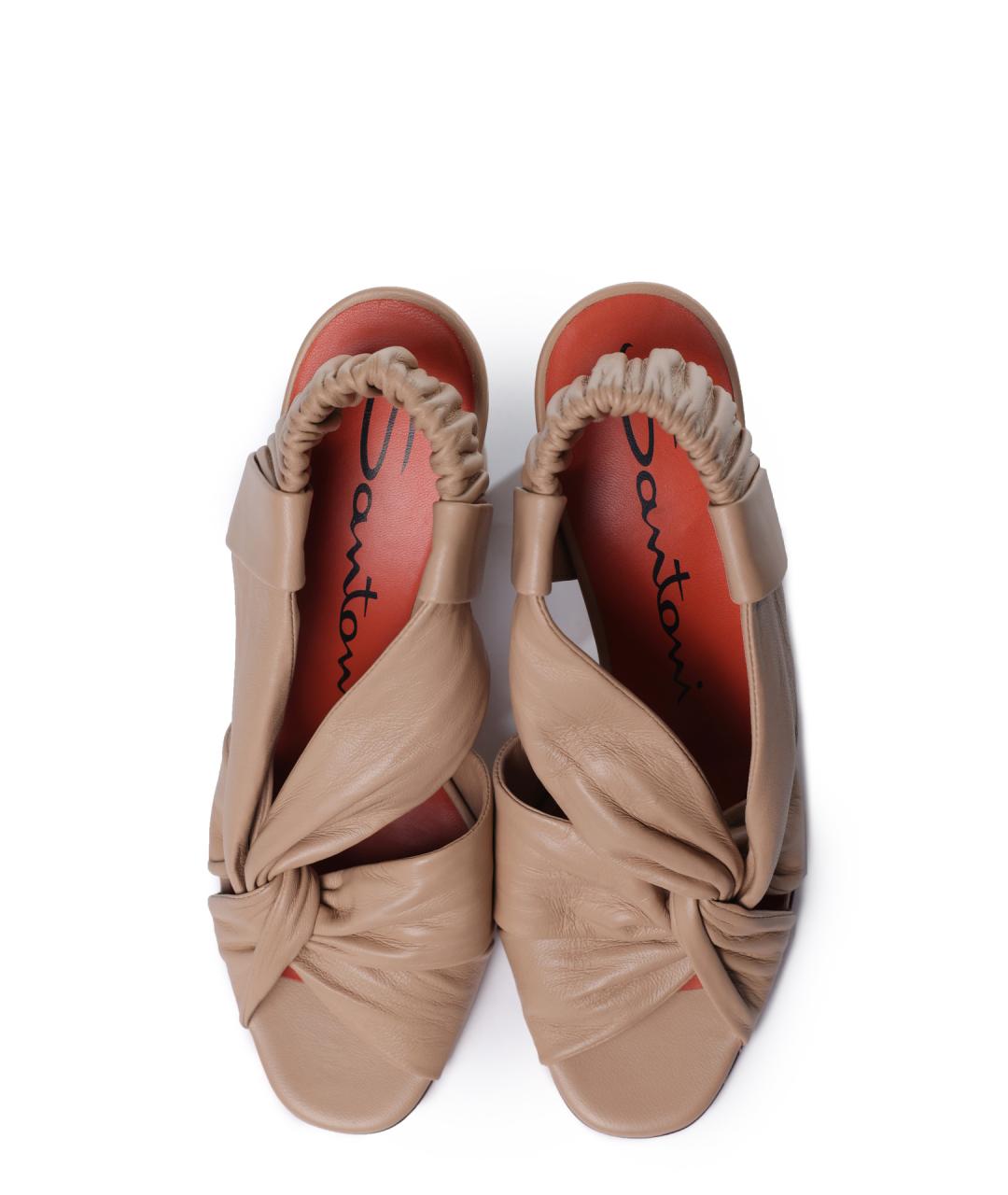 SANTONI Коричневые кожаные босоножки, фото 4