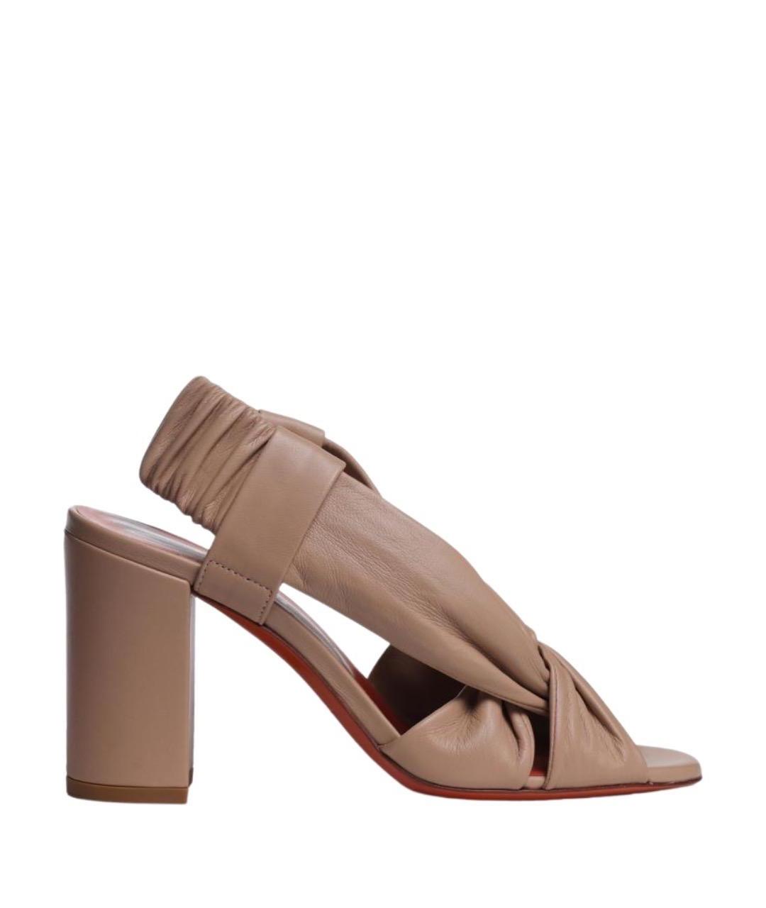 SANTONI Коричневые кожаные босоножки, фото 1