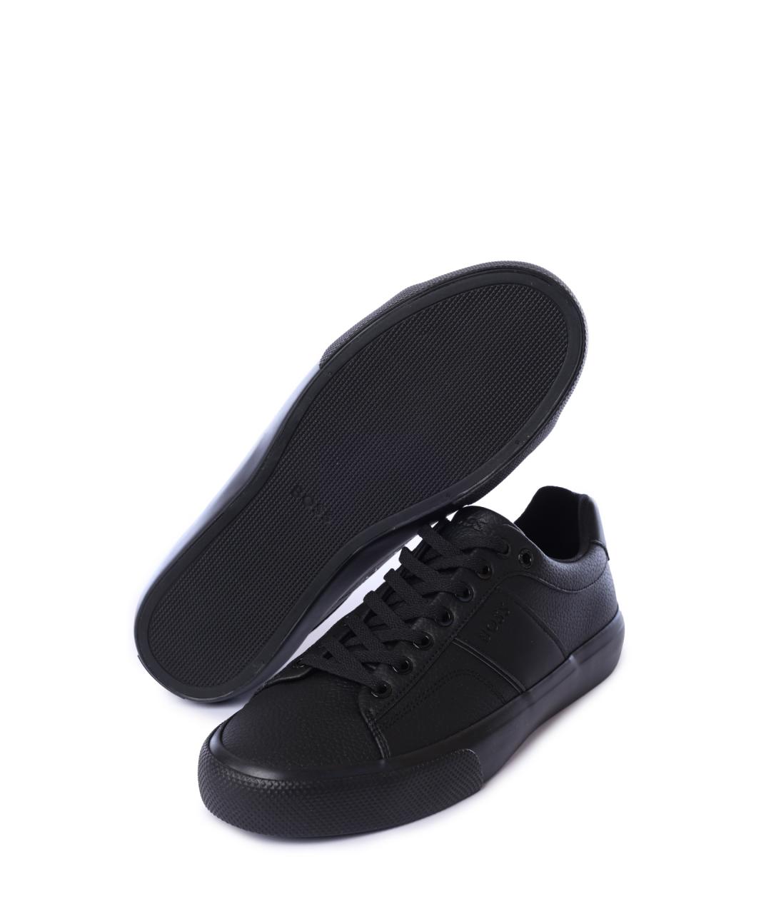 HUGO BOSS Черные кожаные низкие кроссовки / кеды, фото 4