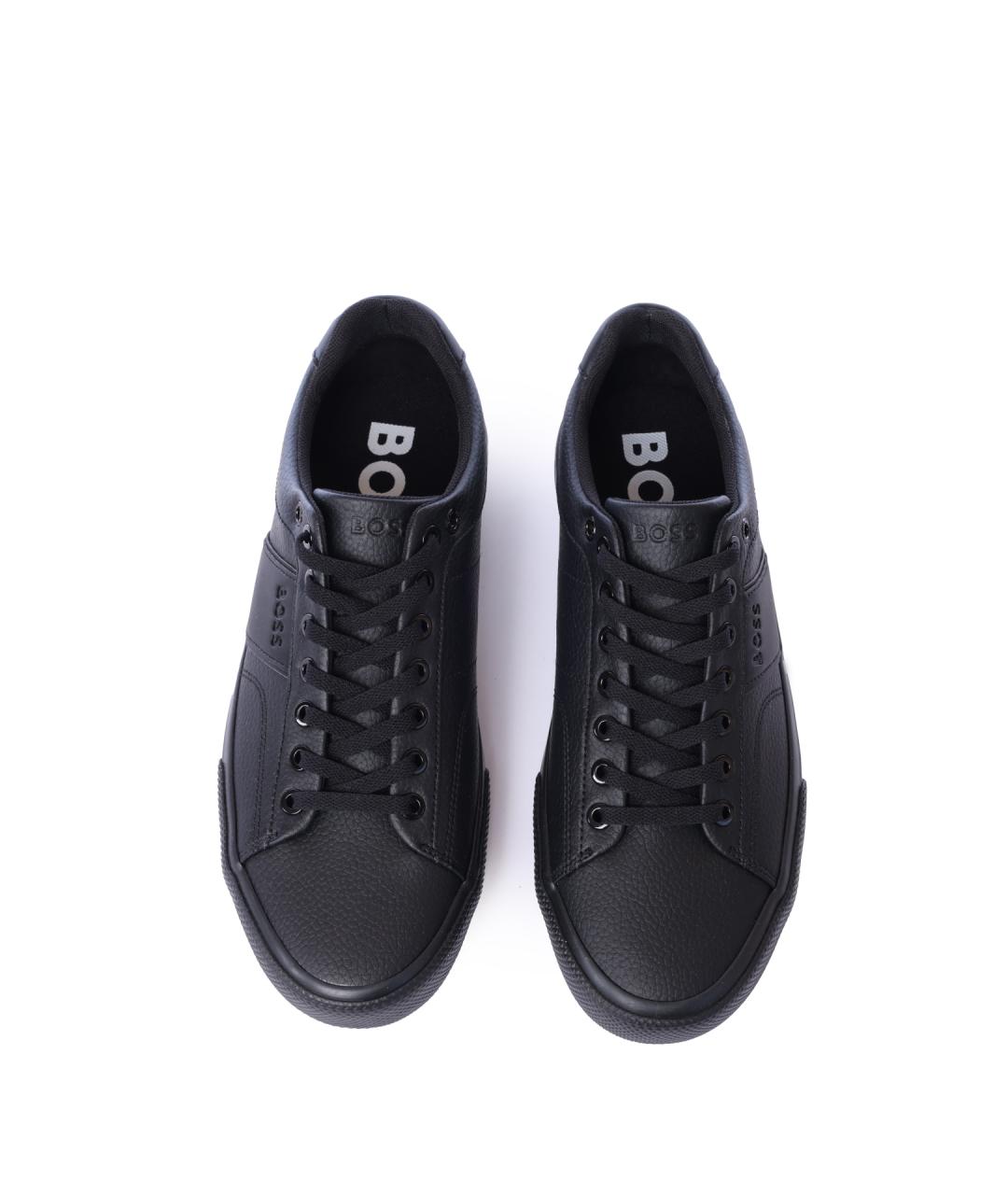 HUGO BOSS Черные кожаные низкие кроссовки / кеды, фото 5