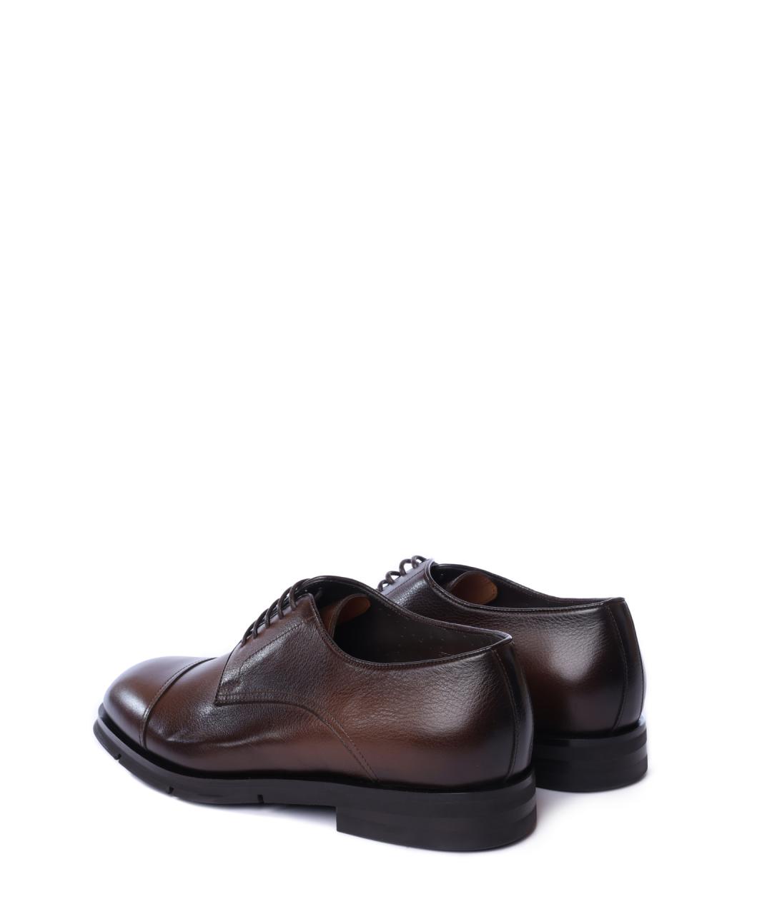 SANTONI Коричневые кожаные туфли, фото 3
