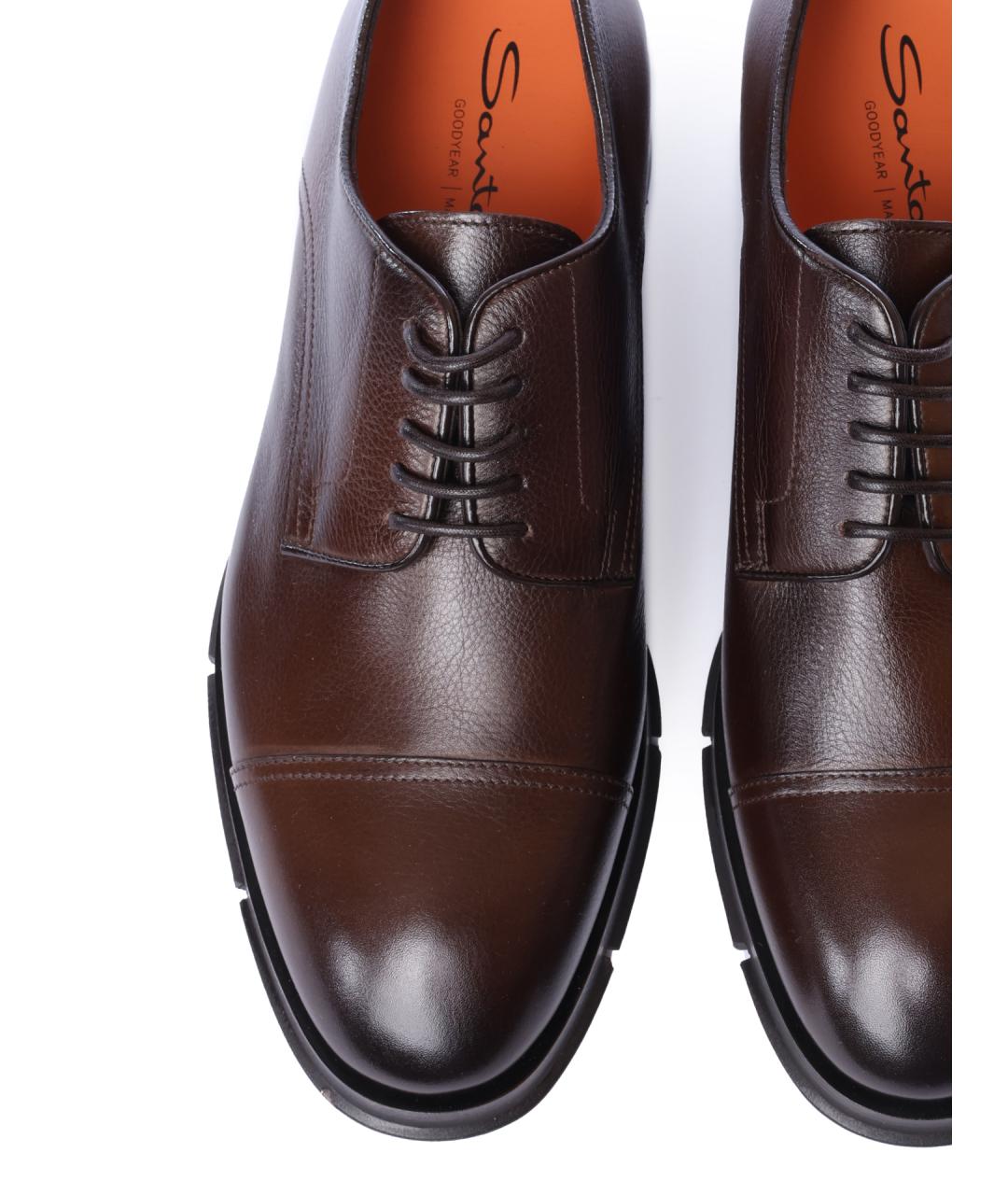 SANTONI Коричневые кожаные туфли, фото 6