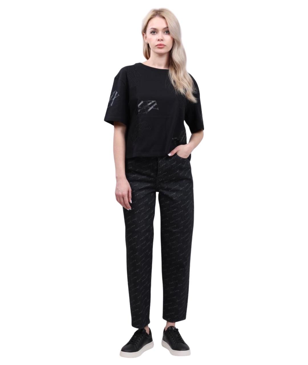 ARMANI EXCHANGE Черные хлопковые прямые джинсы, фото 1