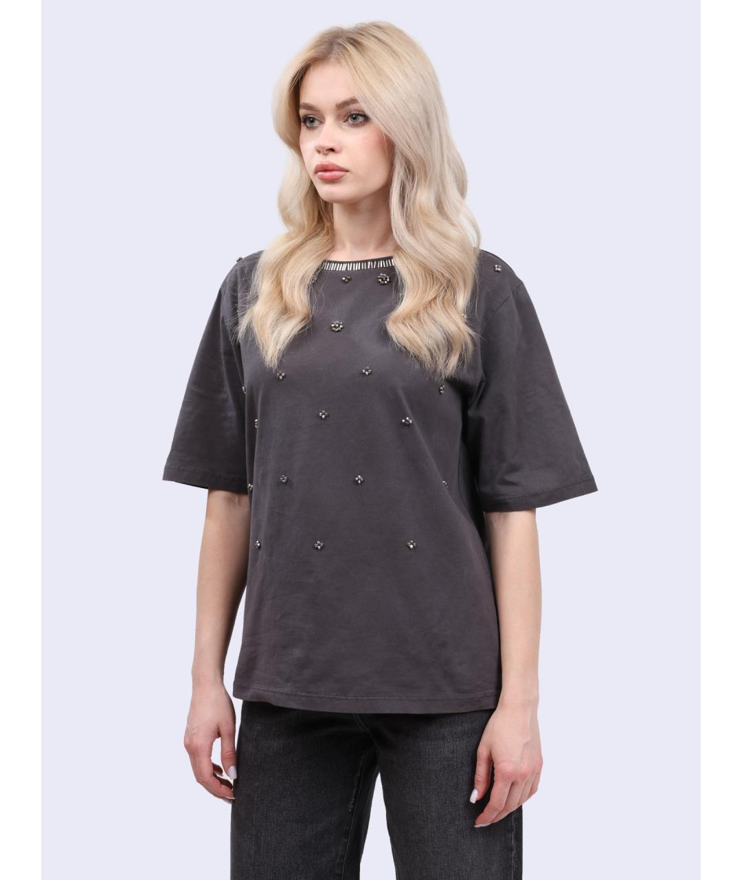 PINKO Серая хлопковая футболка, фото 3