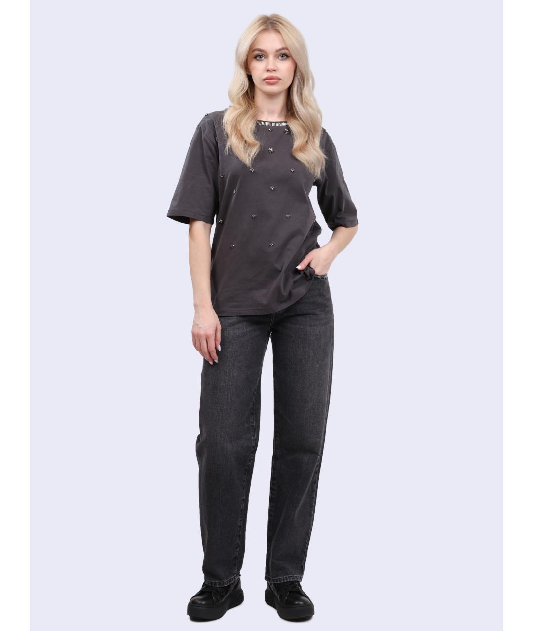 PINKO Серая хлопковая футболка, фото 2