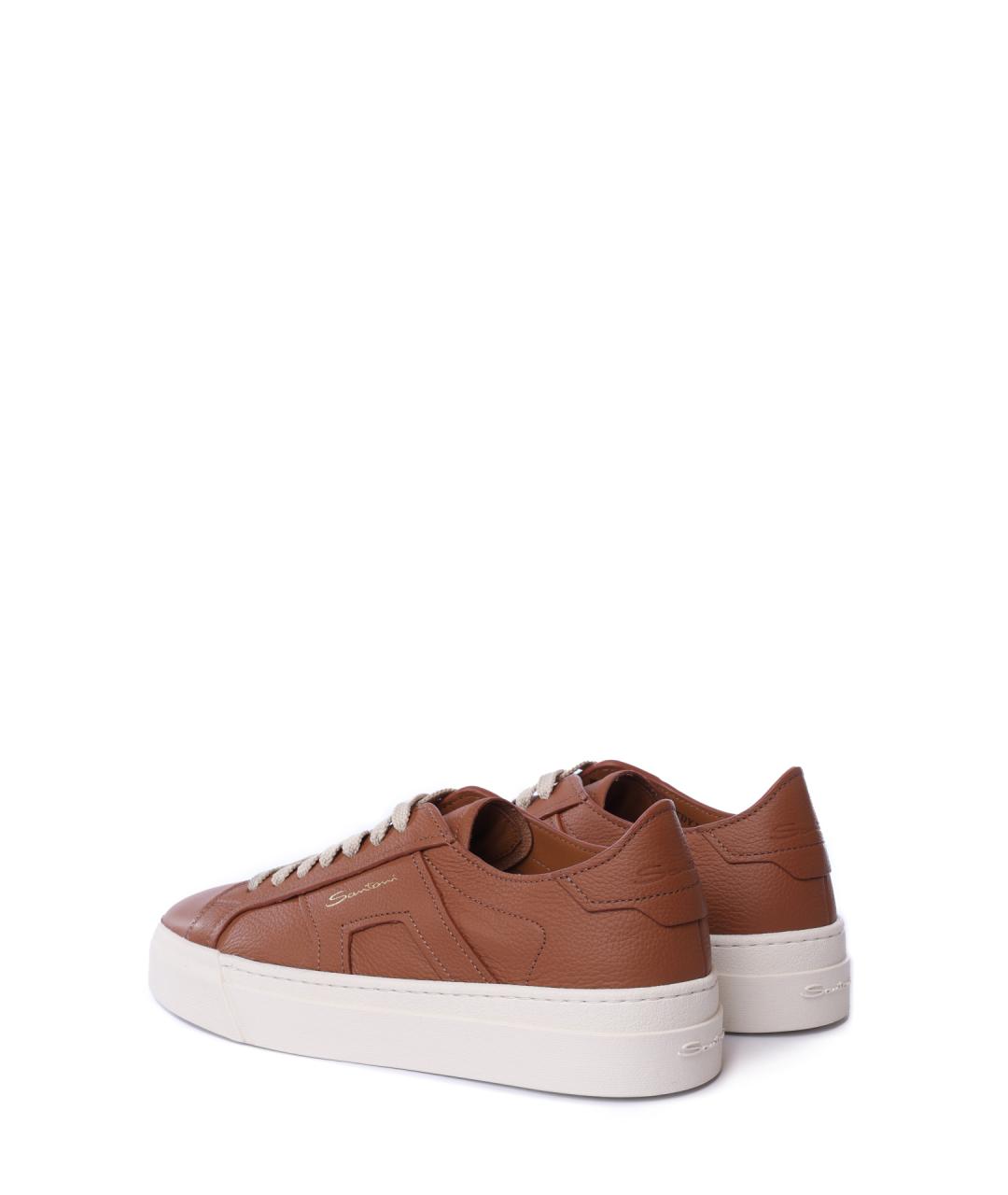 SANTONI Коричневые кожаные кеды, фото 3