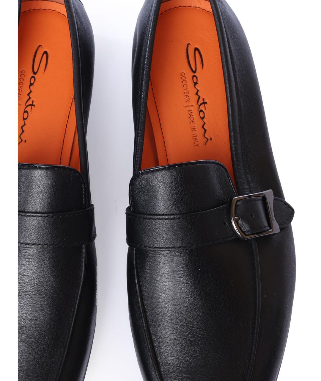 SANTONI Черные кожаные лоферы, фото 5