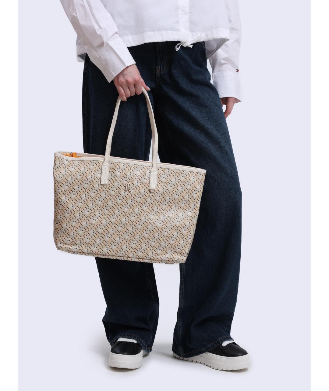 TOMMY HILFIGER Бежевая сумка тоут, фото 5