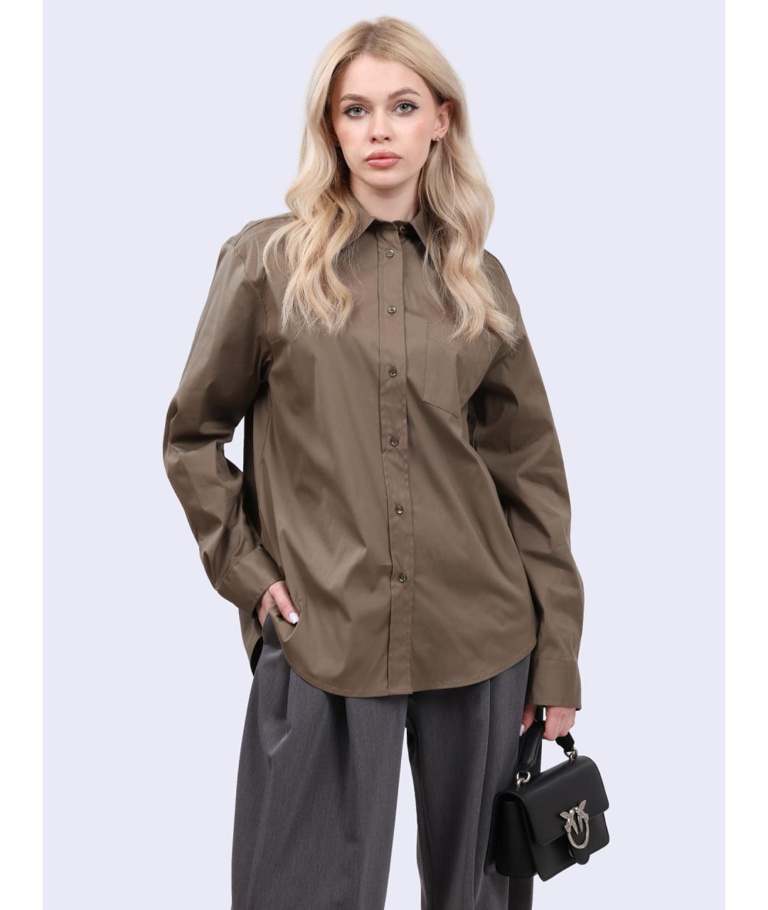 PINKO Хаки хлопковая рубашка, фото 6