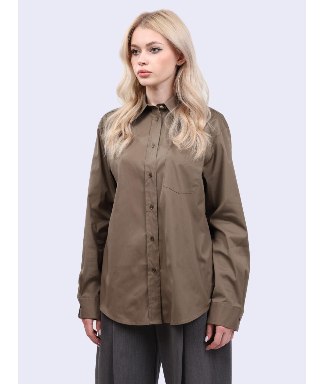 PINKO Хаки хлопковая рубашка, фото 3