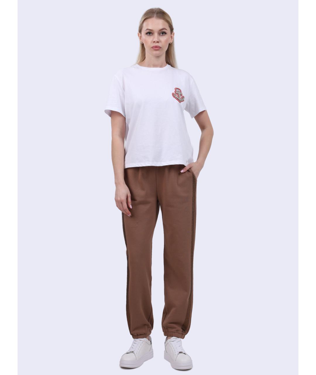 LIU JO Коричневые прямые брюки, фото 2