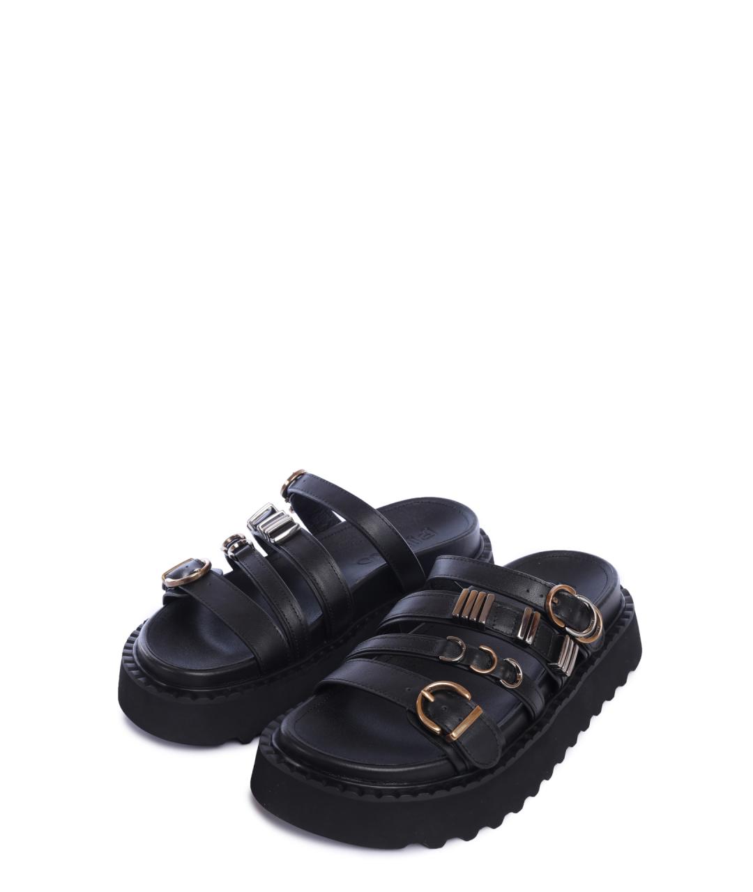 PINKO Черные кожаные сандалии, фото 2