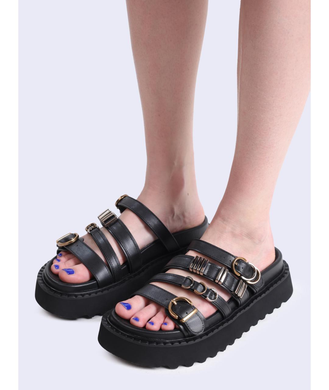 PINKO Черные кожаные сандалии, фото 5