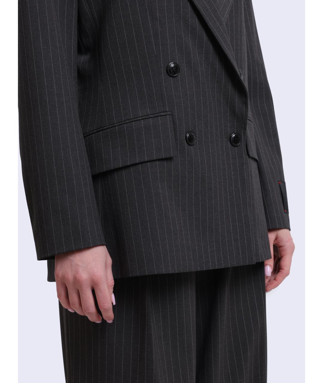 HUGO Серый полиэстеровый жакет/пиджак, фото 4