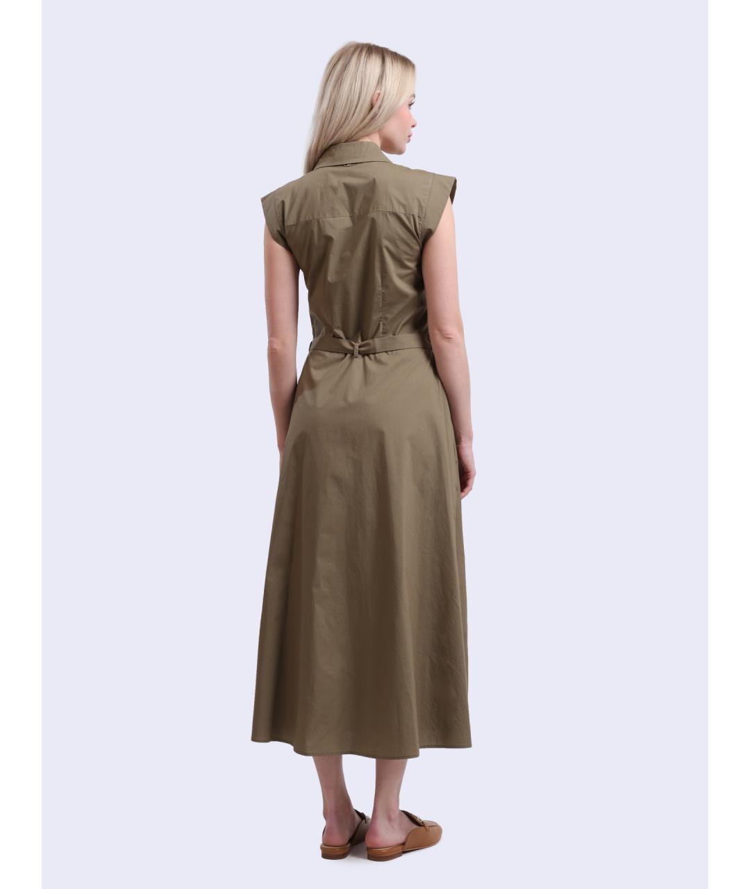 LIU JO Хаки хлопковое повседневное платье, фото 4