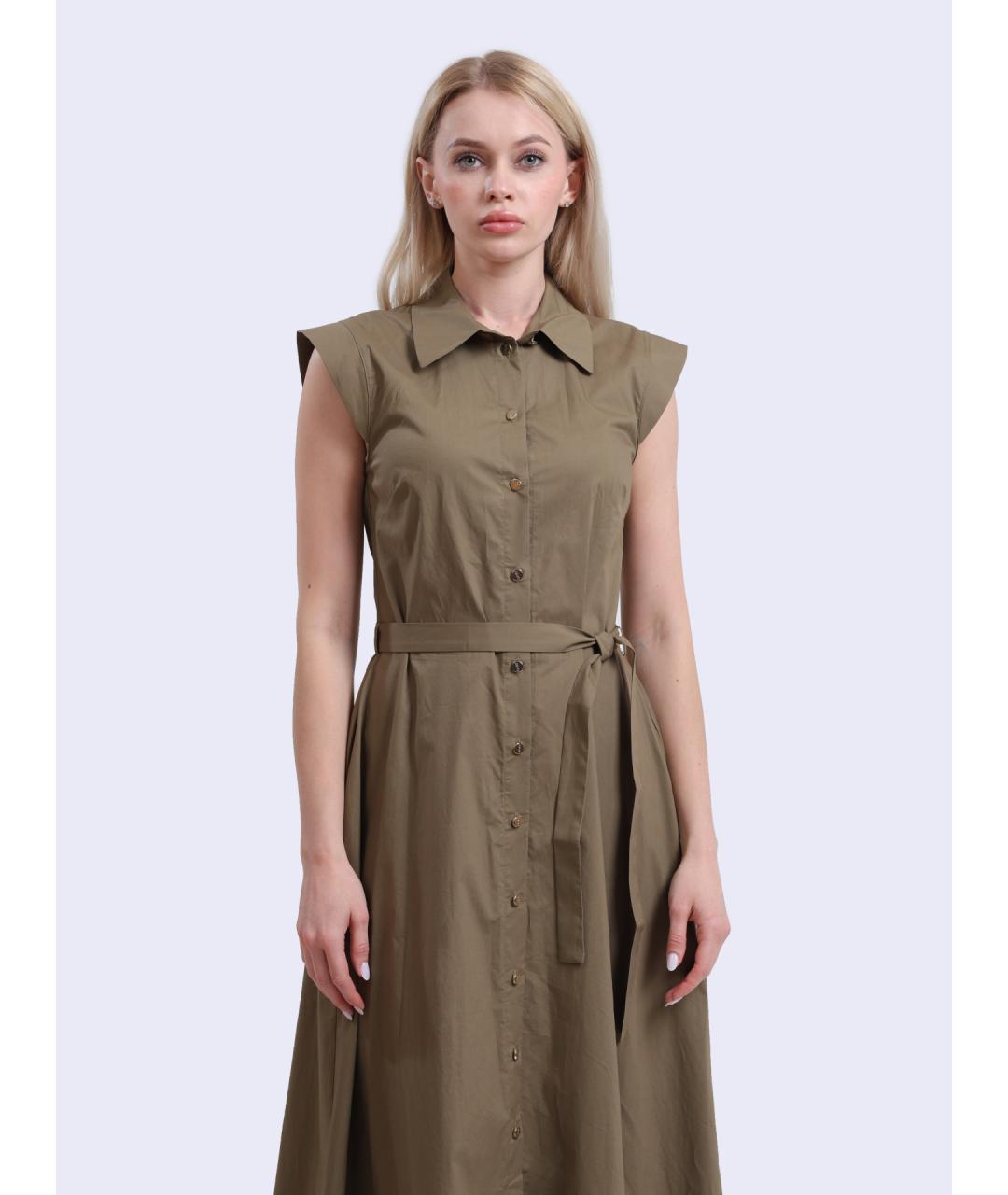 LIU JO Хаки хлопковое повседневное платье, фото 2