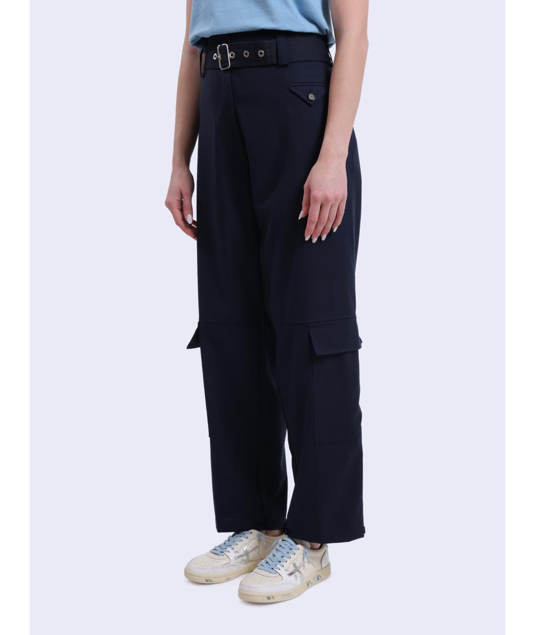 PINKO Темно-синие шерстяные прямые брюки, фото 3