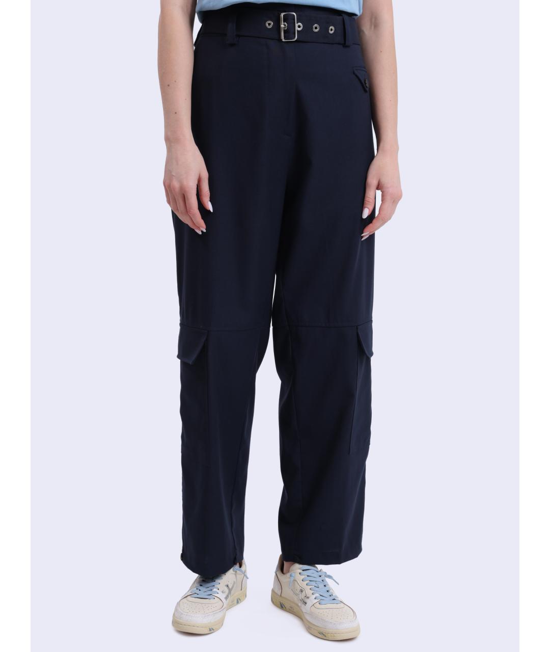 PINKO Темно-синие шерстяные прямые брюки, фото 6