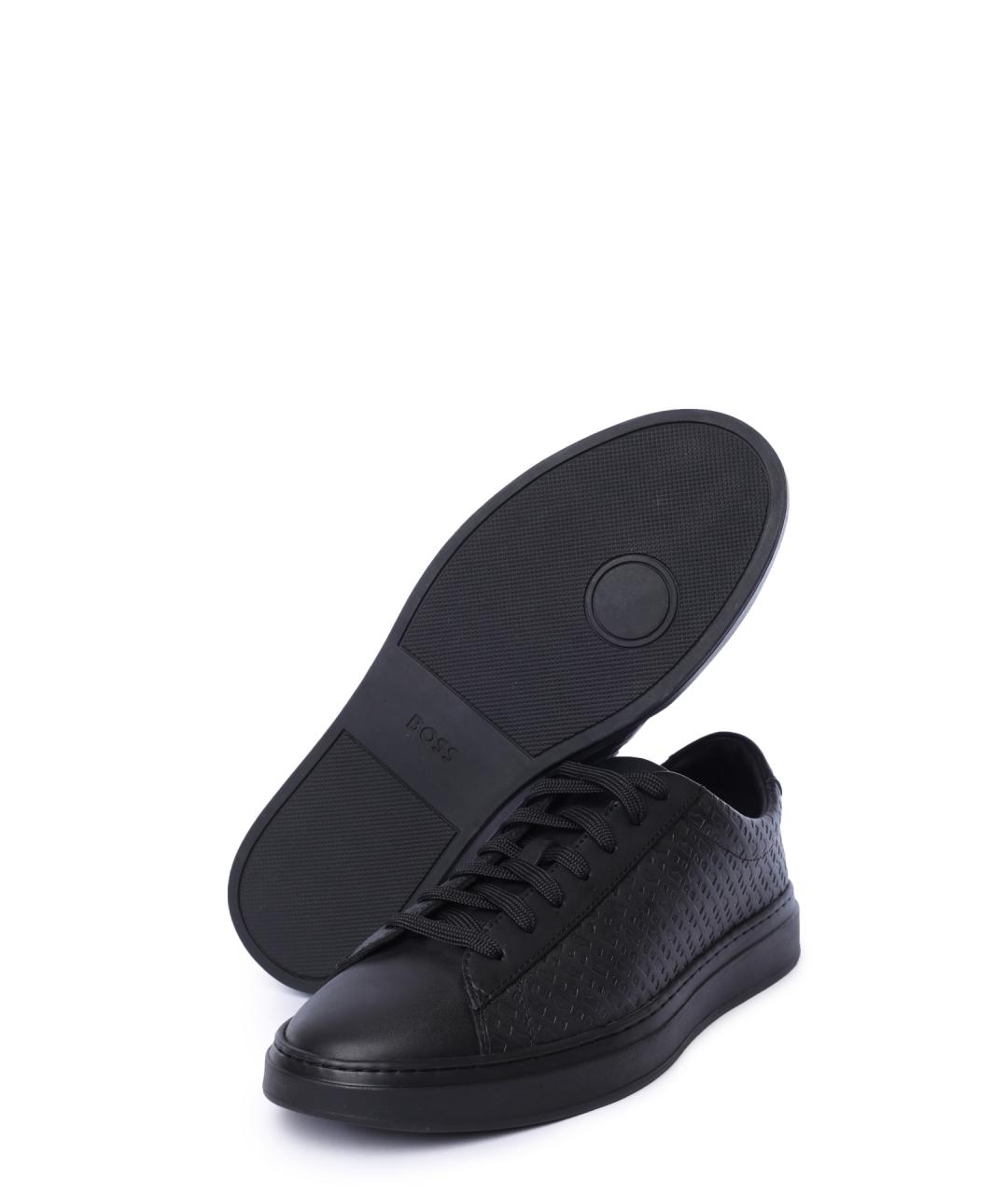 HUGO BOSS Черные кожаные низкие кроссовки / кеды, фото 3