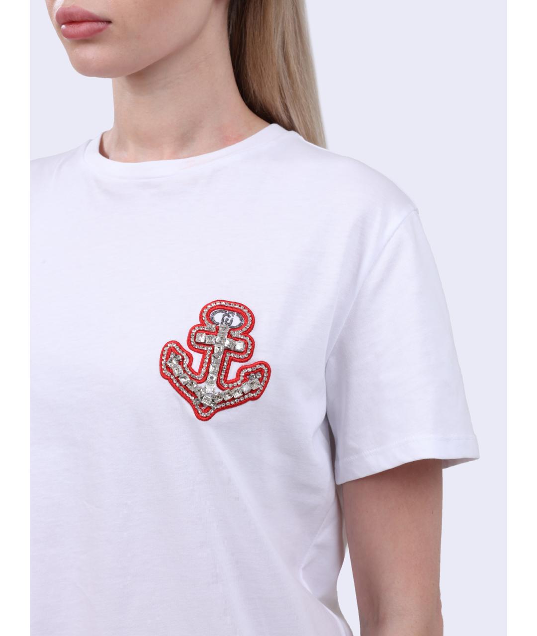 LIU JO Белая хлопковая футболка, фото 4