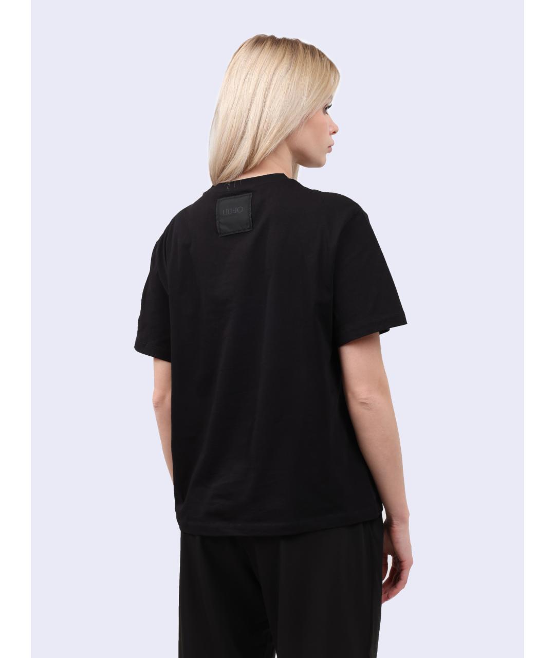 LIU JO Черная хлопковая футболка, фото 4