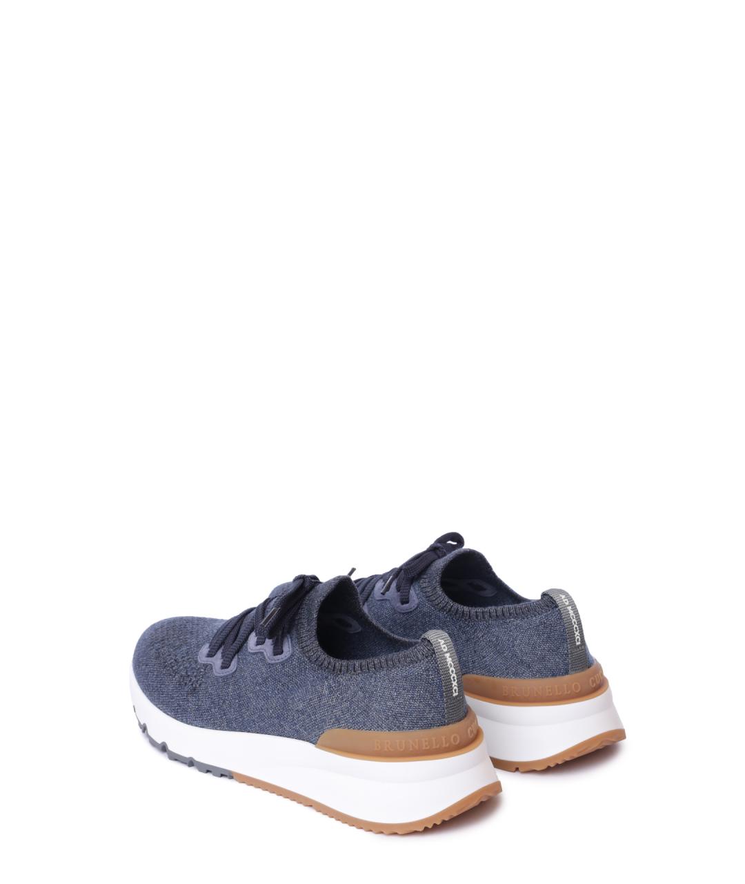 BRUNELLO CUCINELLI Синие текстильные низкие кроссовки / кеды, фото 5