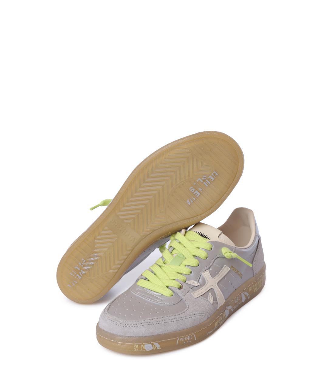 PREMIATA Серебряные кожаные кеды, фото 4