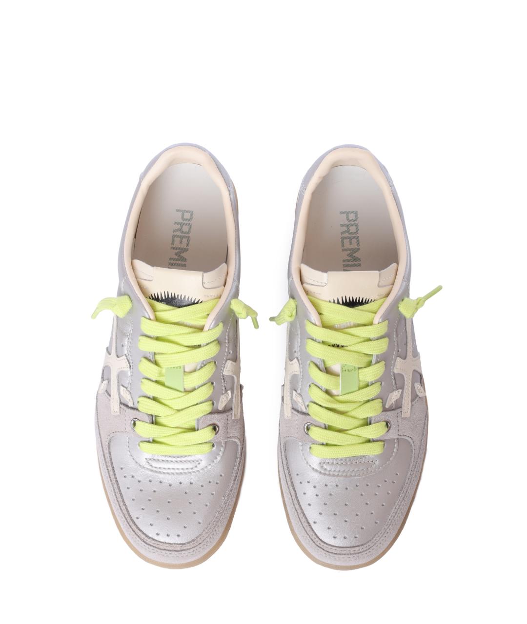 PREMIATA Серебряные кожаные кеды, фото 3