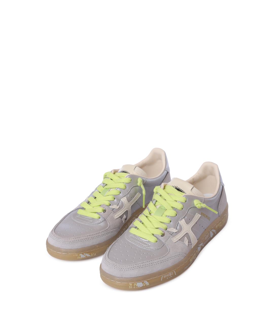 PREMIATA Серебряные кожаные кеды, фото 2