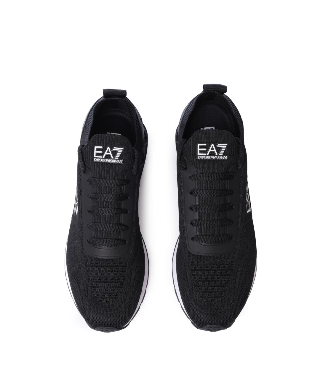 EA7 Черные текстильные низкие кроссовки / кеды, фото 3
