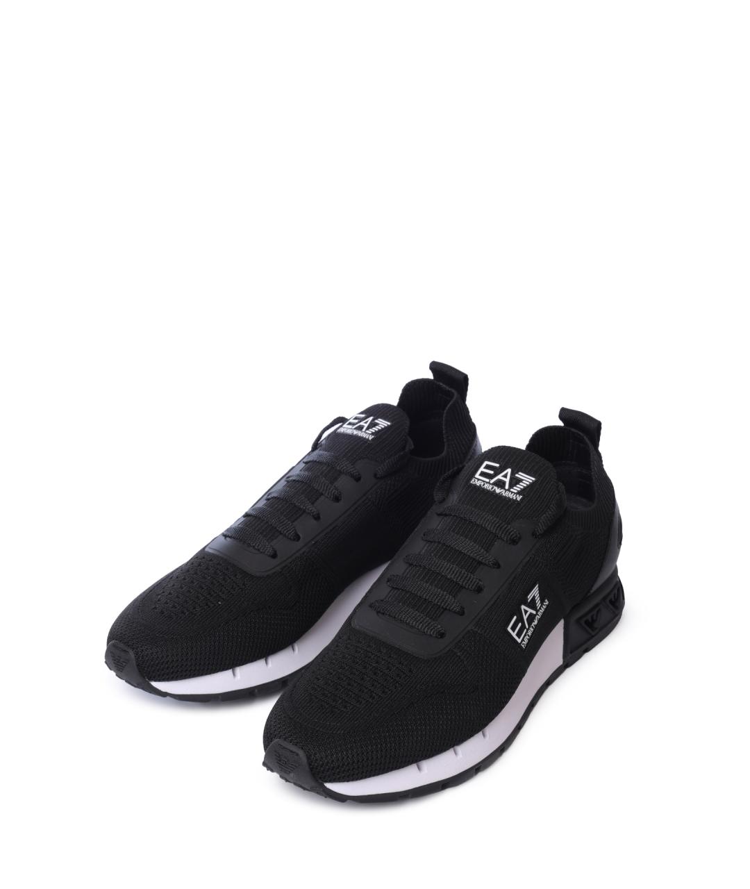 EA7 Черные текстильные низкие кроссовки / кеды, фото 2