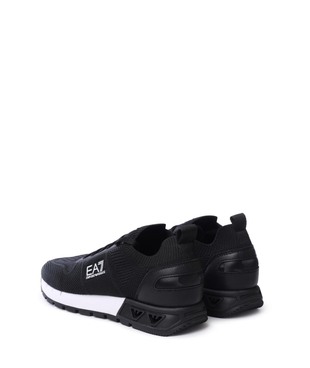EA7 Черные текстильные низкие кроссовки / кеды, фото 5