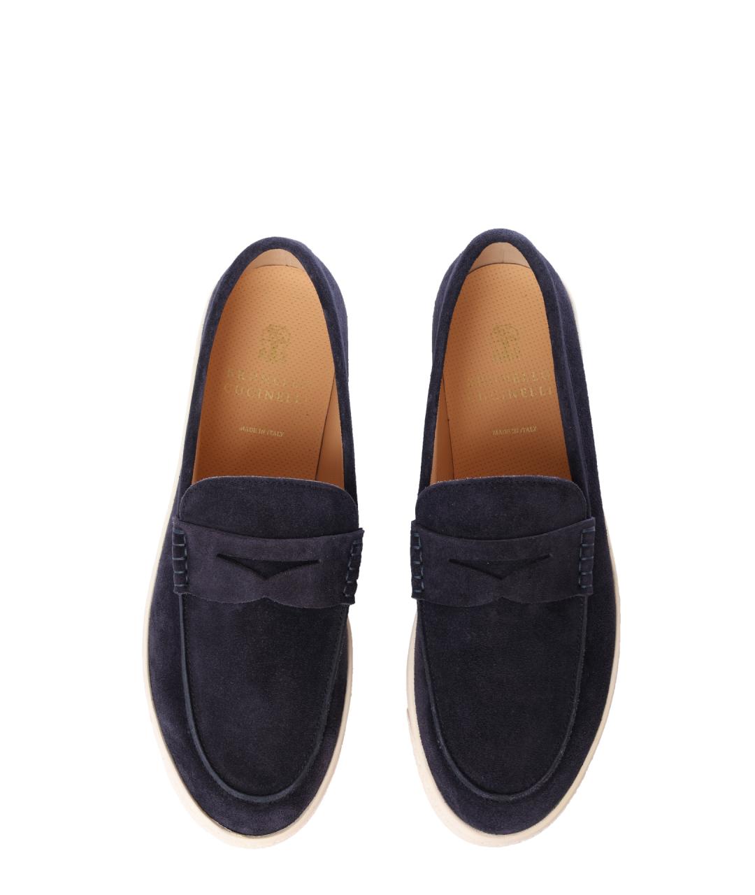 BRUNELLO CUCINELLI Темно-синие замшевые лоферы, фото 3