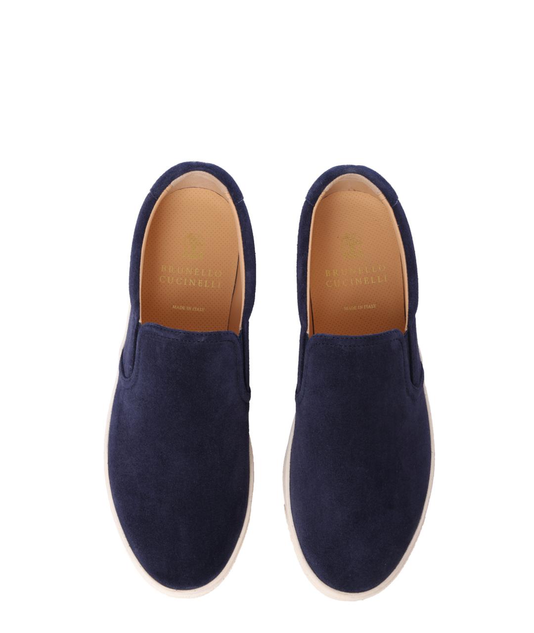 BRUNELLO CUCINELLI Синие замшевые слипоны, фото 3