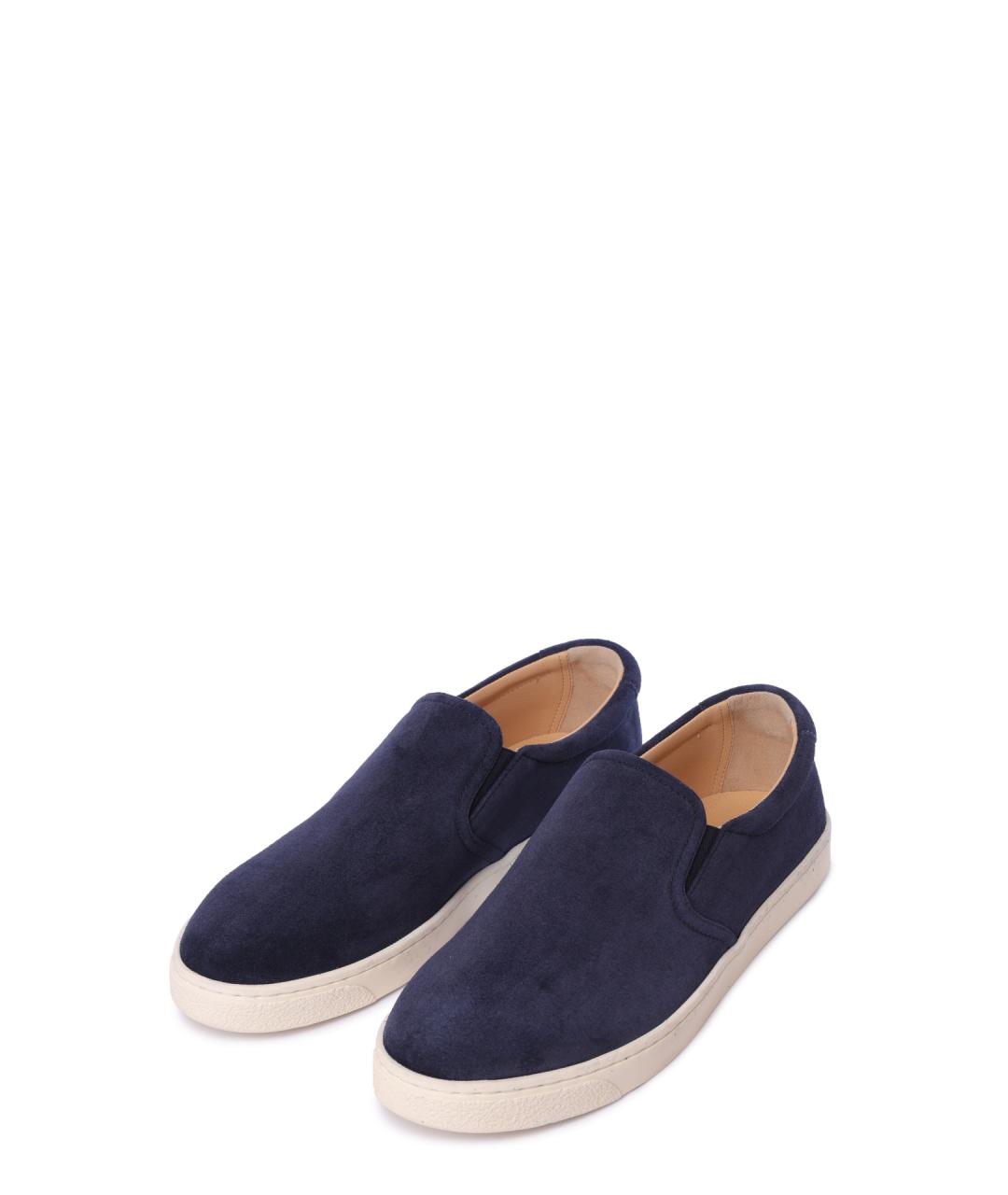 BRUNELLO CUCINELLI Синие замшевые слипоны, фото 2